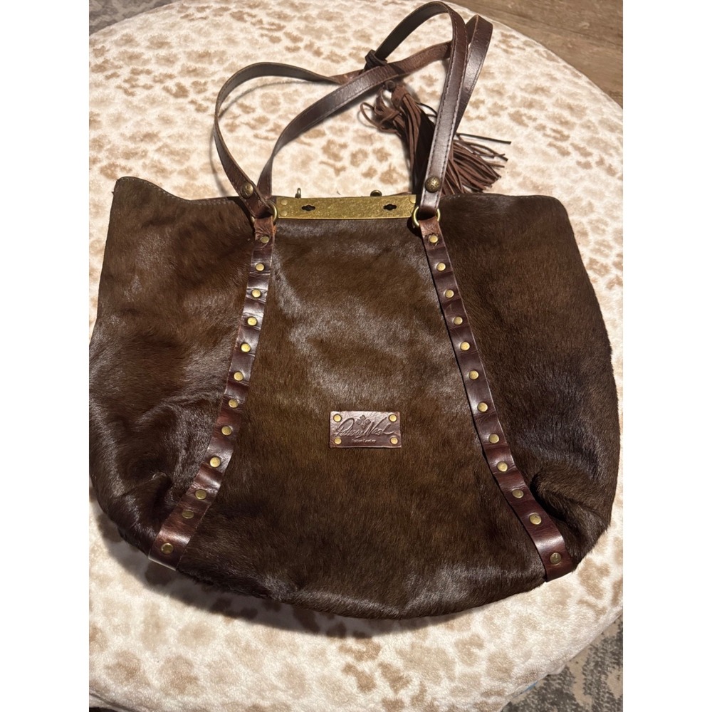 Womens Patricia Nash Calf Hair Leather Purse Hang Bag Hobo Shoulder Bag